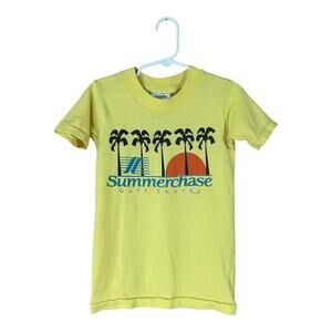 Vintage USA Kids Small 6-8 Graphic T-Shirt Yellow Summechase Gulf Shores